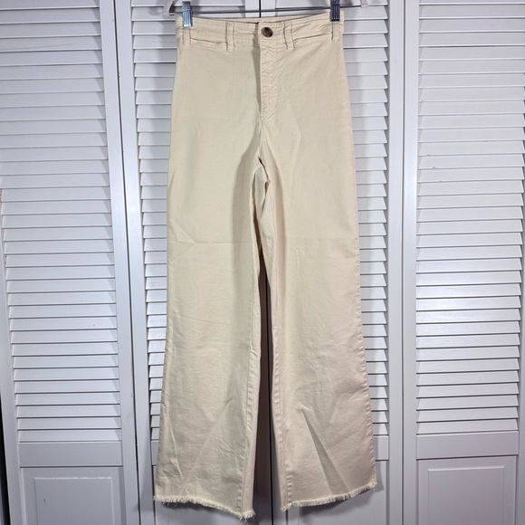 Marine Layer Bridget Full Length Raw Edge Pant in Cream Size 4 - Picture 6 of 10